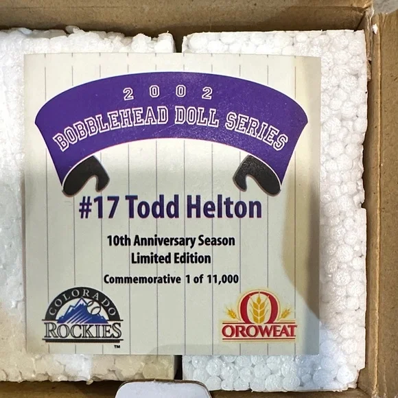 Todd Helton Bobblehead Colorado Rockies Oroweat 2002 Collectors Series - Picture 8 of 12
